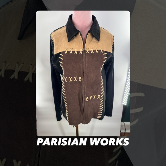 EUC Parisian Works Patchwork Suede Jacket - Picture 1 of 7